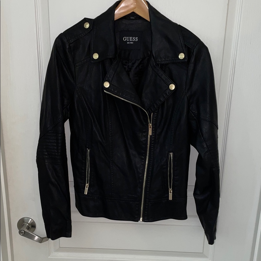 Guess Women's Sleek Black Leather Jacket